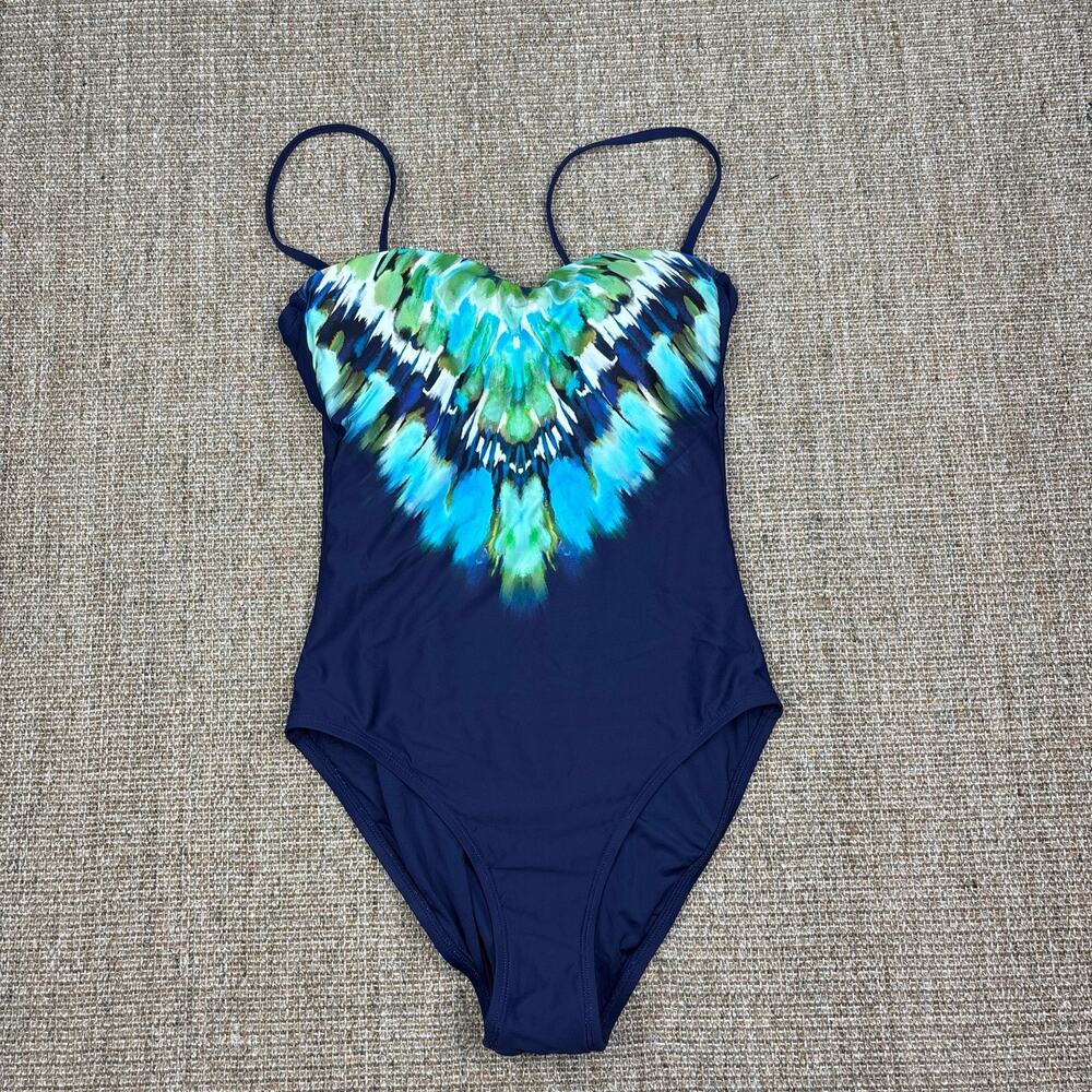 🌊 La Blanca | Size 6 | Navy Ikat Print One Piece Swimsuit